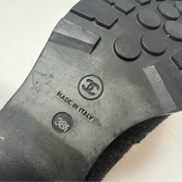 Chanel Runway Wool Moto Lace Up Boots 2008 Black - Picture 11 of 12